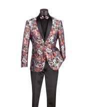 Vinci Men's 2 Button Sport Coat  - Floral Tri-Color