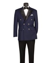 Navy Blazer Double Breasted Sport Coat Peak Lapel