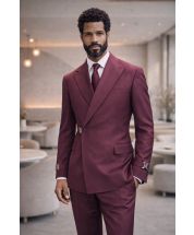 Burgundy Suit Double Breasted Suit Jacket Suits for Men