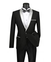 Vinci Men's Slim Sharkskin Sport Coat - Sequin Shawl Lapel