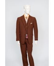Zacchi Men's 3 Piece Poplin Outlet Suit - Solid Color Side Vents