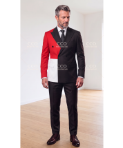Black Double Breasted Suit Men's Wool Suits Peak Lapel