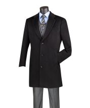 Vinci Men's 3/4 Length Top Coat - Cashmere Blend