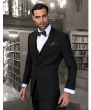 Statement Men's Outlet 3 Piece Ultra Slim Fit Wool Suit - Solid Colors