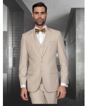 Statement Men's 3 Piece Ultra Slim Fit Wool Suit - Solid Colors