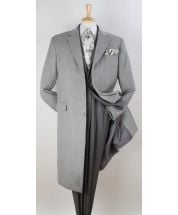 Apollo King Men's 100% Wool Full Length Length Top Coat - Hidden Button