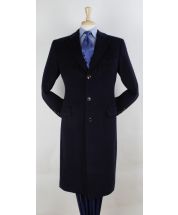 Veno Giovanni Men's 100% Wool Full Length Top Coat - 3 Button Coat