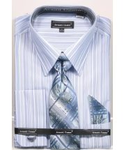 Avanti Uomo Men's French Cuff Dress Shirt Set - Gradient Stripes