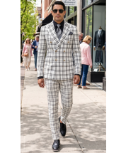 White Suit Mens Double Breasted Suits