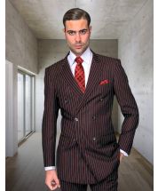 Red Suits Mens Double Breasted Wool Suits