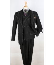 Royal Diamond Men's 3pc Denim Fashion Suit - 6 Button Vest