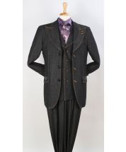 Royal Diamond Men's Outlet 3pc Fashion Suit - 100% Cotton Denim
