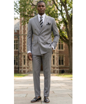 Light Grey Men's Suit Double Breasted Suit