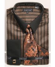 Avanti Uomo Men's French Cuff Shirt Set - Unique Stylish Stripes