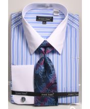 Avanti Uomo Men's French Cuff Shirt Set - Bold Double Stripe