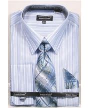 Avanti Uomo Men's French Cuff Dress Shirt Set - Gradient Stripes