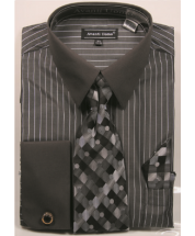 Avanti Uomo Men's French Cuff Shirt Set - Fashion Pinstripe