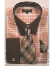 Avanti Uomo Men's French Cuff Shirt Set - Unique Windowpane