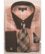 Avanti Uomo Men's Outlet French Cuff Shirt Set - Unique Windowpane