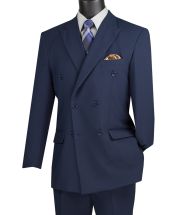 Vinci Men's 2 Piece Poplin Double Breasted Outlet Solid Suit