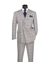 Vinci Men's 2 Piece Double Breasted Suit - Fashion Glen Plaid