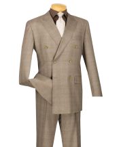 CCO Men's 2 Piece Double Breasted Outlet Suit - Glen Plaid