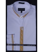 Daniel Ellissa Men's Banded Collar Dress Shirt - Leaf Print