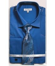 Daniel Ellissa Men's 100% Cotton French Cuff Shirt Set - Solid