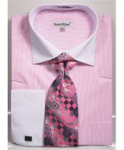 Avanti Uomo Men's 100% Cotton French Cuff Shirt Set - Polka Dots Avanti Uomo Men's 100% Cotton French Cuff Shirt Set - Polka Dots