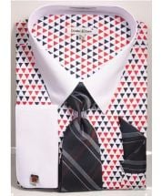 Daniel Ellissa Men's French Cuff Shirt Set - Triangle Dots