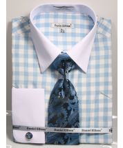 Daniel Ellissa Men's French Cuff Shirt Set - Soft Checkerboard