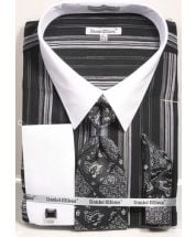 Daniel Ellissa Men's French Cuff Shirt Set - Distinct Stripes