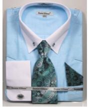 Daniel Ellissa Men's French Cuff Shirt Set - Accented Tie