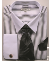Daniel Ellissa Men's French Cuff Shirt Set - Dark Accented Tie