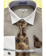 Daniel Ellissa Men's French Cuff Shirt Set - Textured Solid