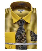 Daniel Ellissa Men's French Cuff Shirt Set - Dark Accents