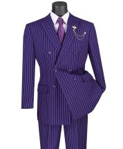 CCO Men's 2 Piece Double Breasted Outlet Suit - Banker Pinstripe