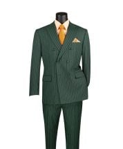 Vinci Men's 2 Piece Double Breasted Suit - Banker Pinstripe