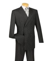 Vinci Men's 2 Piece Double Breasted Outlet Suit - Banker Pinstripe