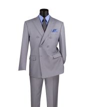 Vinci Men's 2 Piece Double Breasted Suit - Adjustable Waistband 