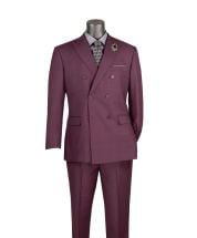 Burgundy Suit Plaid Mens Suits Pants with Adjustable Waistband