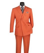 Vinci Men's 2 Piece Double Breasted Pinstripe Suit - Adjustable Waistband