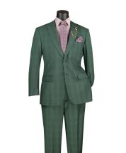 Vinci Men's 2 Piece Glen Plaid Suit -  Adjustable Waistband