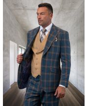 Statement Men's 100% Wool 3 Piece Suit - Layered Tones