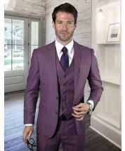 Eggplant Suit 3 Piece Suits Notch Lapel