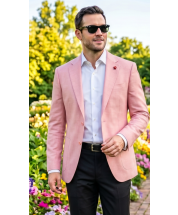 Pink Blazer Mens Sports Coats with Patch Pockets