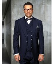 Statement Men's Outlet 100% Wool Suit - Unique Double Breasted Vest