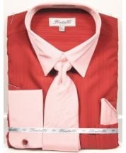 Fratello Men's French Cuff Dress Shirt Set - Accented Two Tone