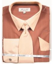 Fratello Men's French Cuff Dress Shirt Set - Accented Two Tone