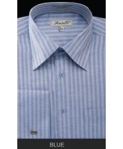 Fratello Men's Outlet French Cuff Dress Shirt - Herringbone Stripe